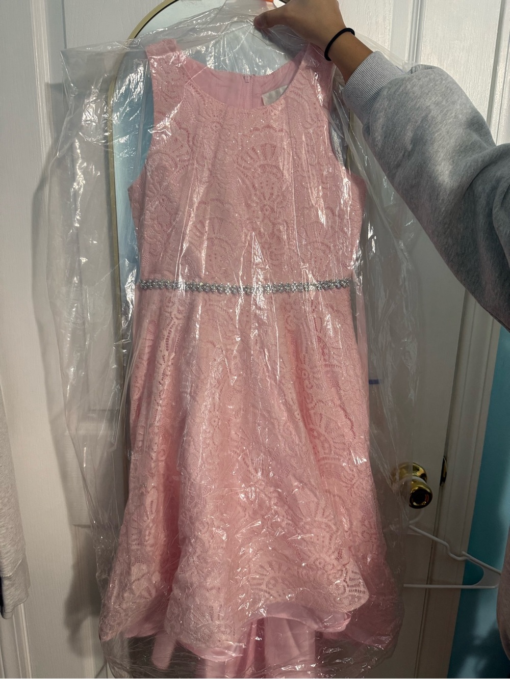 Rare Editions Pink Lace Formal Dress